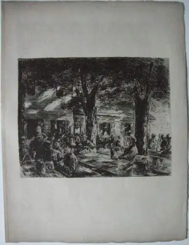 Max Liebermann (1847-1935) Kellergarten Rosenheim Radierung 1895 Impressionismus
