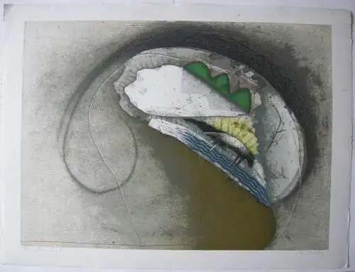 Peter Kamphel (1947 Fürth) Abstrakte Komposition Lithografie Probedruck signiert
