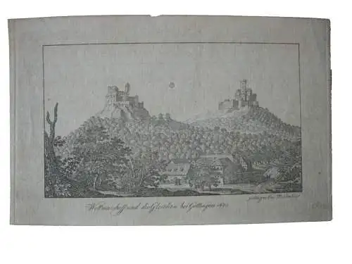 Stammbuchblatt Göttingen Wettmarshof Kupferstich Wiederhold 1820 Niedersachsen
