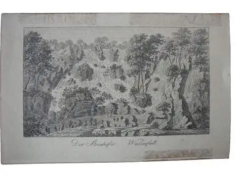 Stammbuchblatt Göttingen Steinhöfer Wasserfall Kupferstich Wiederhold 1820