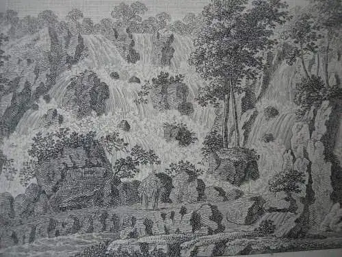 Stammbuchblatt Göttingen Steinhöfer Wasserfall Kupferstich Wiederhold 1820