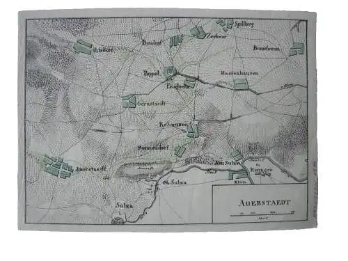 Auerstedt Thüringen Befreiungskriege Napoleon kolor Orig Kupferstichkarte 1838