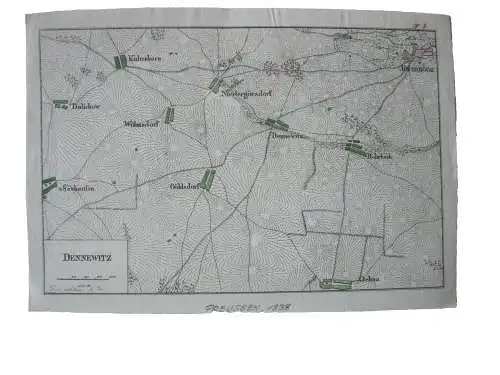 Dennewitz Brandenburg Befreiungskriege Napoleon kolor Orig Kupferstichkarte 1838