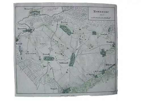 Zorndorf Sarbinowo Polen Slask Siebenjähriger Krieg kolor Kupferstichkarte 1838