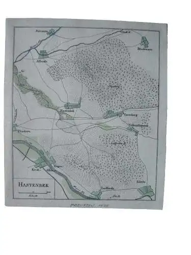 Hastenbeck Niedersachsen Siebenjähriger Krieg kolor Orig Kupferstichkarte 1838