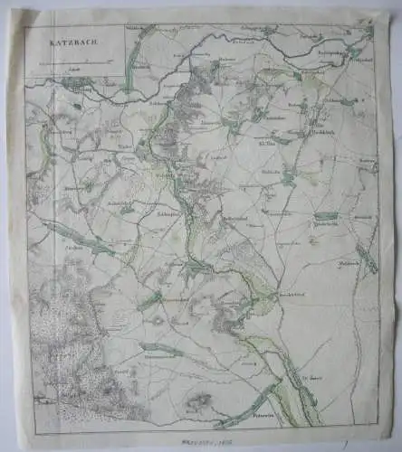 Schlacht Katzbach Kaczawa Befreiungskrieg Slask kolor Orig Kupferstichkarte 1838