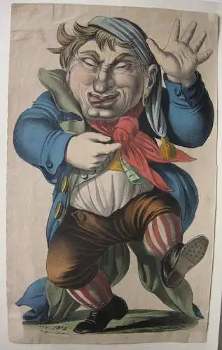 Ednund Harburger (1846-1906) Karikatur auf französ Revolutionär Lithografie 1890