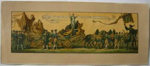"Bergbau" Festzug der Bergleute Schutzheiligen Barbara Farblithographie 1880