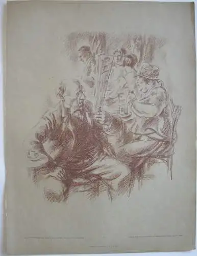 Alfred Gerstenbrand (1881-1977) Wiener Kaffeehaus Orig. Lithographie 1929