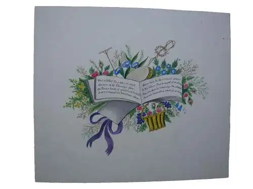Freundschaftsbild Blumengebinde Sinnspruch Aquarell 1840 Liber amicorum