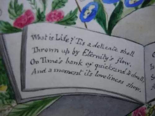 Freundschaftsbild Blumengebinde Sinnspruch Aquarell 1840 Liber amicorum