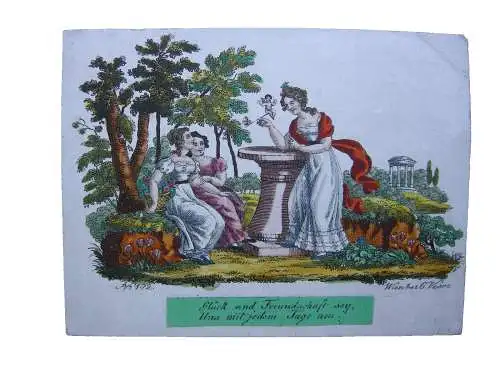 Wiener Freundschaftsbillett Sinnspruch kol Umriss-Radierung 1830 Liber amicorum
