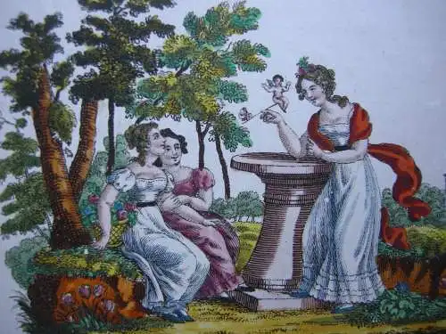 Wiener Freundschaftsbillett Sinnspruch kol Umriss-Radierung 1830 Liber amicorum