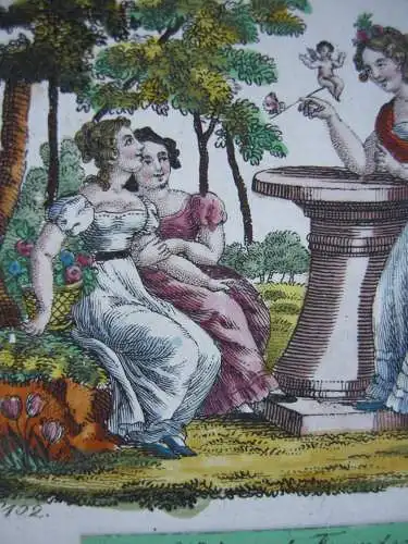 Wiener Freundschaftsbillett Sinnspruch kol Umriss-Radierung 1830 Liber amicorum