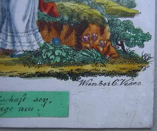 Wiener Freundschaftsbillett Sinnspruch kol Umriss-Radierung 1830 Liber amicorum