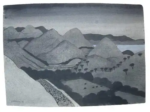 Herbert Breiter (1927-1999) Dalmatinische Landschaft Aquatinta  1975 signiert