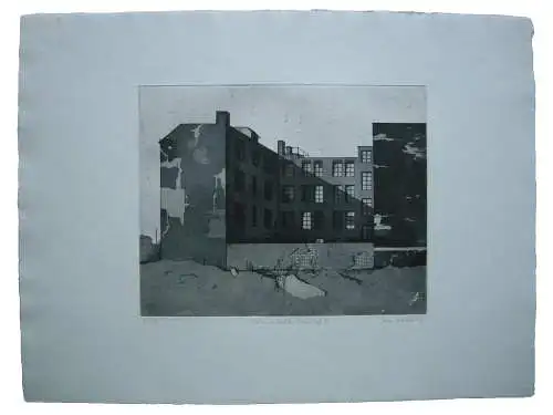 Jan Huber  (1938-2021) Nöhe Anhalter Bahnhof III Orig Aquatinta 1972 sign 2/20