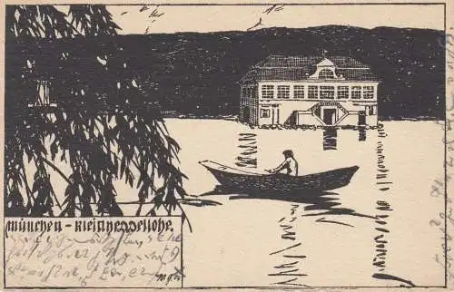 AK Willi Geiger Künstlerkarte Kleinhesseloher  München Jugendstil Litho gel 1912