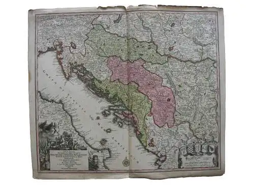 Kroatien Bosnien Serbien Istrien altkolor Kupferstichkarte Seutter 1741