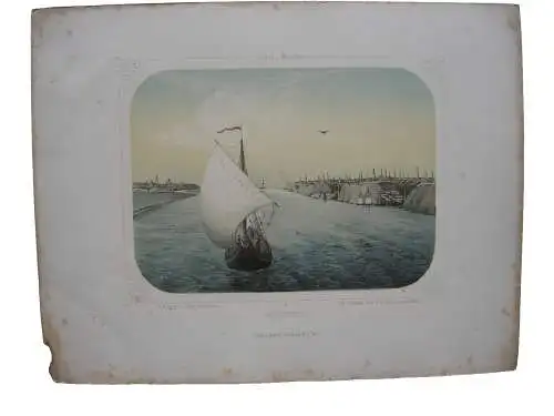 Russe Rustschuck Bulgarien Donau Gesamtansicht Orig. Lithographie Begenau 1840