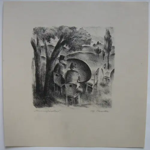 Alfred Staerkle (1883-1962) Sommerfrischler Lithografie Neue Sachlichkeit sign