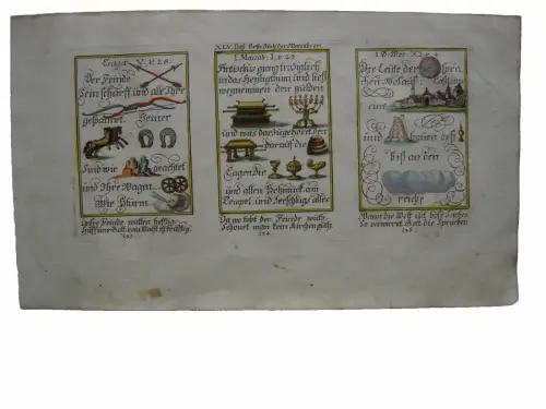 Alkolor geistl Emblemkupfer Bodenehr Pfeile schärfen golden Leuchter Rebus 1699