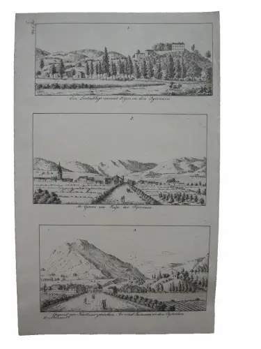 Lizier St. Girons Karbano Pyrenäen  France Frankreich  Inkunabel Lithogr 1818