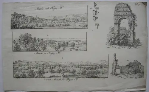 3 Ansichten von Frejus Ruine Provence  France Frankreich  Inkunabel Lithogr 1818