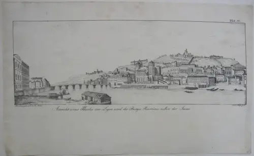 Lyon Fourieres Saone Panorama France Frankreich  Inkunabel Lithogr 1818