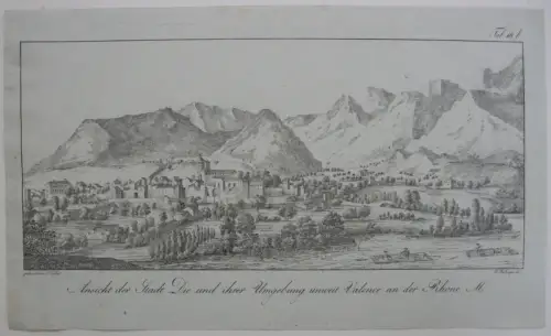 Panorama Die Valence Rhone France Frankreich  Inkunabel Lithogr 1818 F Bollinger