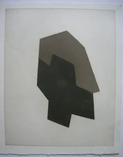 Reinhard Omir (1938) Geometrische Komposition Kaltnadel signiert Probedruck