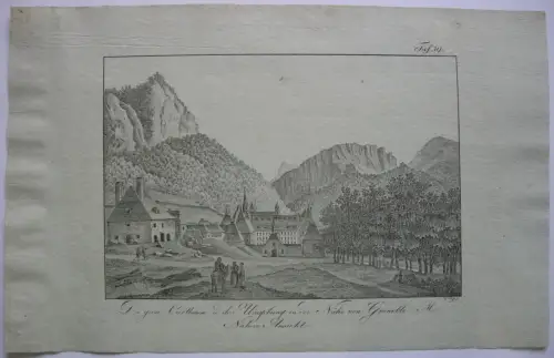 Große Karthause Grenoble Ansicht France Frankreich  Inkunabel Lithogr 1818