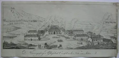 Creusot Autun Kanonengießerei Glasfabr France Frankreich  Inkunabel Lithogr 1818