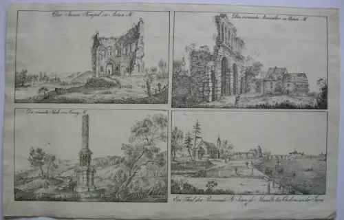 Autun Janus-Tempel Chalons St. Jean France Frankreich  Inkunabel Lithogr 1818