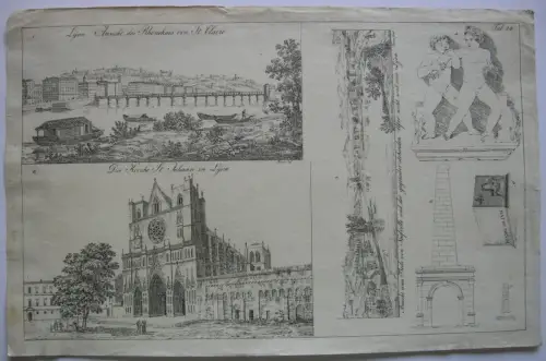 Lyon Rhonekai St. Jean Neufville France Frankreich  Inkunabel Lithogr 1818