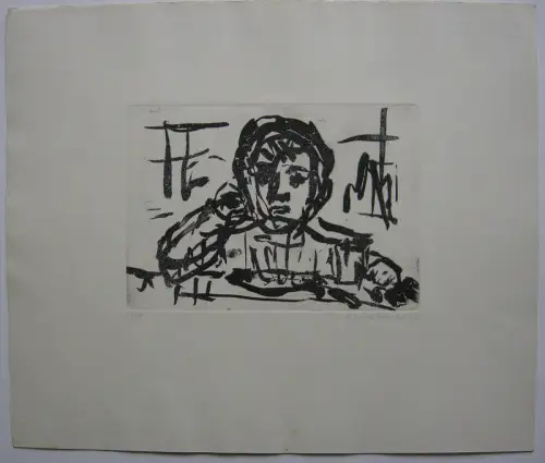 Robert Kirchner (1940-2009) Vor Weihnachtsbaum Orig Aquatintaradierung signiert