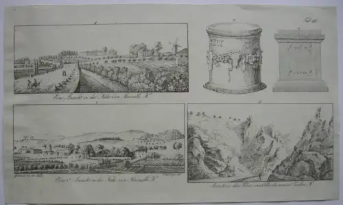 Marseille Umgebung Alloueles Toulon France Frankreich  Inkunabel Lithogr 1818