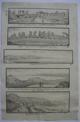 Frejus Nizza Esplanade Napoleonstraße  France Frankreich Inkunabel Lithogr 1818
