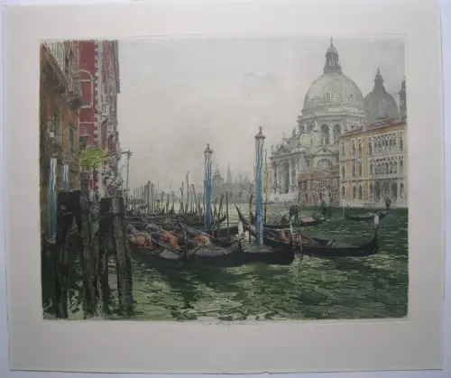 Luigi Kasimir (1881-1962) Venedig Canale Grande Orig Farbradierung signiert 1930
