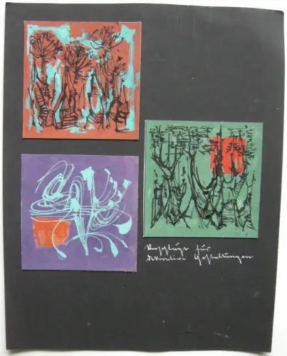 Hans Prähofer (1920-2005) Dekorative Gestaltungen 3 Miniaturen Acryl Karton