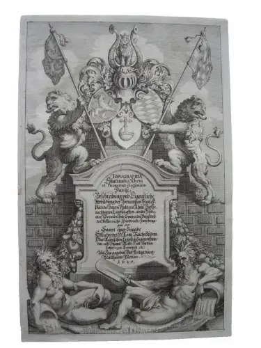 Titelblatt Merian Topographia Palatinatus Rheni Pfalz Orig Radierung  1650