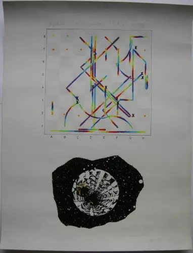 Ugo Dossi (1943) AljechinSc - Nimrowitsch Lithografie  signiert 1973