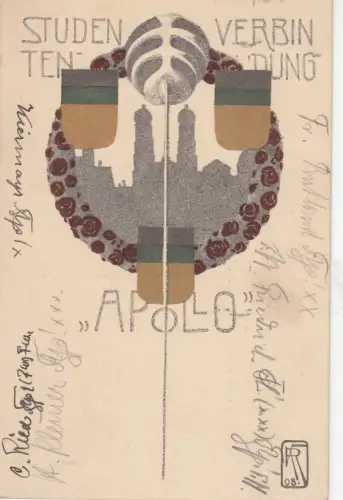 AK  Studentenverbindung Apollo München gelaufen 1912