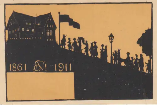 AK Studentenverbindung Normannia Tübingen 1861-1911 ungel 1911 Lithographie