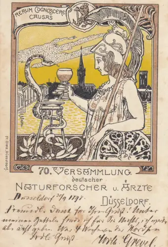 AK Versammlung naturforscher und Ärzte Düsseldorf 1898 Jugendstil Lithogr Dietz