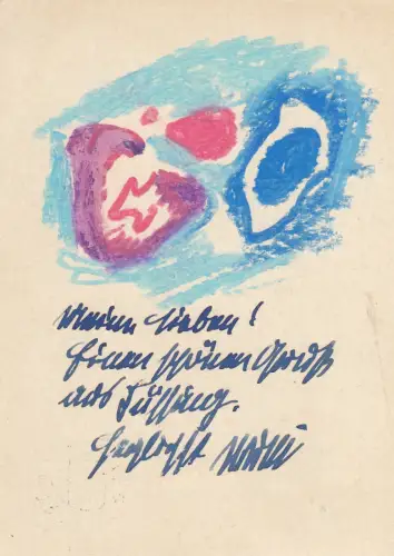AK Willi Geiger Orig Aquarell Glückwunschkarte 1963 Autograph