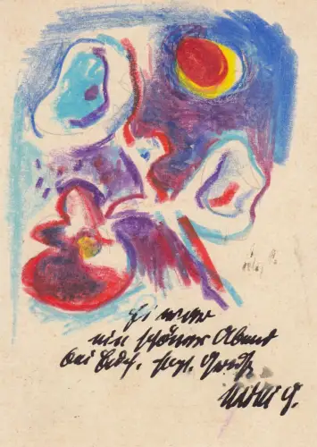 AK Willi Geiger Orig Aquarell Glückwunschkarte 1962 Autograph