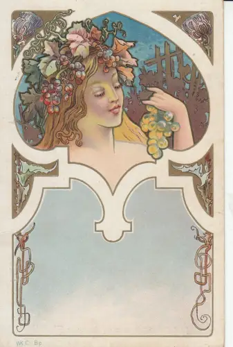 AK  Weinkönigin Werbekarte Reklame  Jugendstil ungnel 1900 Litho