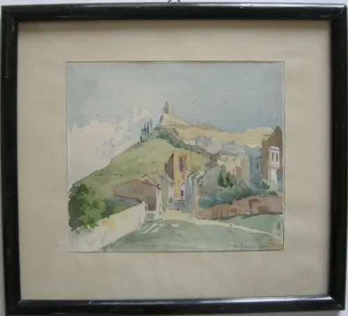 Hermann Herdtle (1819-1889) Assisi Italien Orig. Aquarell signiert 1875