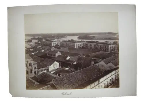 Colombo Sri Lanka Asien Blick über Stadt Albumin Print um 1880 Vintage